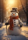 Charming Snowman on a Wooden Background: A Playful and Eco-Frien