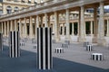 The charming square of Domaine National du Palais-Royal and the Columns of Buren at the Palais-Royalin Paris