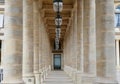 The charming square of Domaine National du Palais-Royal and the Columns of Buren at the Palais-Royalin Paris