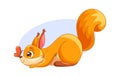 Charming squirrel playing with butterfly Royalty Free Stock Photo
