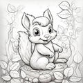 Charming Squirrel On Stump Coloring Page