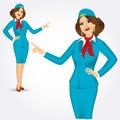 Charming stewardess pointing Royalty Free Stock Photo