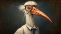 Charming Stork With Spectacles: A Unique Blend Of Steampunk And Slovenian Paintings