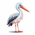 Charming Stork Vector Illustration In Zinaida Serebriakova Style