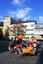 ZELL AM SEE, AUSTRIA, 14 OCTOBER, 2018: Cozy street terrace cafe in Zell am See