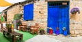 Charming streets with cute bar in Cyprus island.