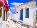 Charming streets of greek islands.Paros Royalty Free Stock Photo