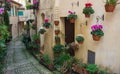 Charming streets of medieval towns, Spello ,Italy. Royalty Free Stock Photo