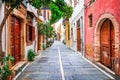 Charming streets of old town in Rethymno. Crete island, Greece