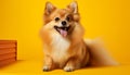 Charming studio shot of an irresistibly cute dog posing on an isolated solid color background