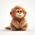 Charming Stuffed Monkey Illustration In Vray Tracing Style