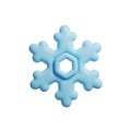 A cute 3d rendered light blue snowflake shape with a hexagonal center isolated on white background Royalty Free Stock Photo