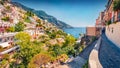 Charming summer cityscape of cliffside village on southern Italy`s Amalfi Coast - Positano. Royalty Free Stock Photo