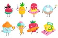 Charming summer food characters vector set
