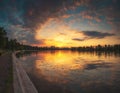 Summer sunset over Moscow river, Serebryany Bor, Russia Royalty Free Stock Photo