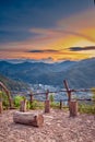 Charming sunset over the hill. West Sumatra, Indonesia Royalty Free Stock Photo
