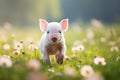 Charming and sustainable ecological pigs and piglets enjoying a serene life at a domestic farm Royalty Free Stock Photo