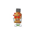 Charming syrup cure bottle cartoon character with a falling in love face