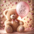 Teddy Bear with \'It\'s a Girl\' Balloon Celebration