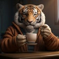 Charming Tiger: A Zbrush Rendered Character With A Cup Of Coffee