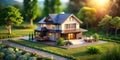 Charming TiltShift Line Art House Illustrations Minimalist Design Assets for Web App and UI Projects Royalty Free Stock Photo