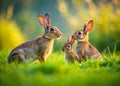 Charming TiltShift Photography Captures Playful Rabbits in Lower Austrias Fields A Delightful Encounter Between Royalty Free Stock Photo