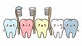 Charming Tooth Brushing in Clean Style Cartoon Vector Illustration Royalty Free Stock Photo