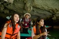 Charming tourists of Ha Long Bay Vietnam