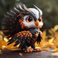 Charming Toy Owl With Dynamic Brushwork In Zbrush Style