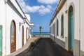 Traditional street with whitewashed houses and colorful windows and doors in Arrecife, Lanzarote, Canary Islands, Spain Royalty Free Stock Photo