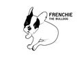 Cute Two-Tone French Bulldog Black and White Logo.