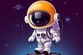 Charming vector icon Cute astronaut, UFO balloon in playful illustration