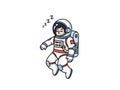 Cute Cartoon Astronaut Sleeping in Space Royalty Free Stock Photo
