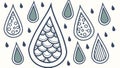 Raindrops and Cloud Pattern, Weather Element Motif, Natural Water Cycle Art, vector design Generative AI Royalty Free Stock Photo