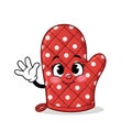 Cute Cartoon Red Polka Dot Oven Mitt Waving Royalty Free Stock Photo