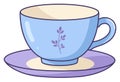 Cute Cartoon Teacup and Saucer with Floral Design Royalty Free Stock Photo