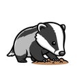 Cute Cartoon Badger Digging Vector Illustration Royalty Free Stock Photo