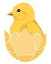Geometric Baby Chick Hatching from Egg Illustration Royalty Free Stock Photo