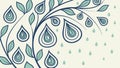 Whimsical Raindrop Foliage Pattern Nature Inspired Vector, vector design Generative AI Royalty Free Stock Photo