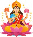 Charming vector illustration of Goddess Lakshmi. Royalty Free Stock Photo
