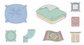 Home Textiles and Laundry Icons Set - Flat Design Vector Royalty Free Stock Photo