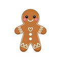 Cute Smiling Gingerbread Man Cookie Illustration Royalty Free Stock Photo
