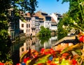 Charming view of buildings along canals of Strasbourg