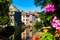 Charming view of buildings along canals of Strasbourg