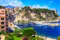 A charming view of the Fontvieille marina and the Rocher in Monaco