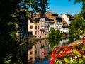 Charming view of buildings along canals of Strasbourg