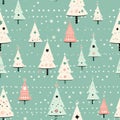 Charming vintage christmas seamless pattern with solid pastel colors in a delightful vector style Royalty Free Stock Photo