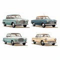 Charming Vintage Type I Cars In Soviet Realism Style