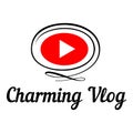 Charming vlog logo, flat style