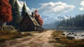 3d Gameloft Cabin Wallpaper With Cryengine Style And Realistic Detail Royalty Free Stock Photo